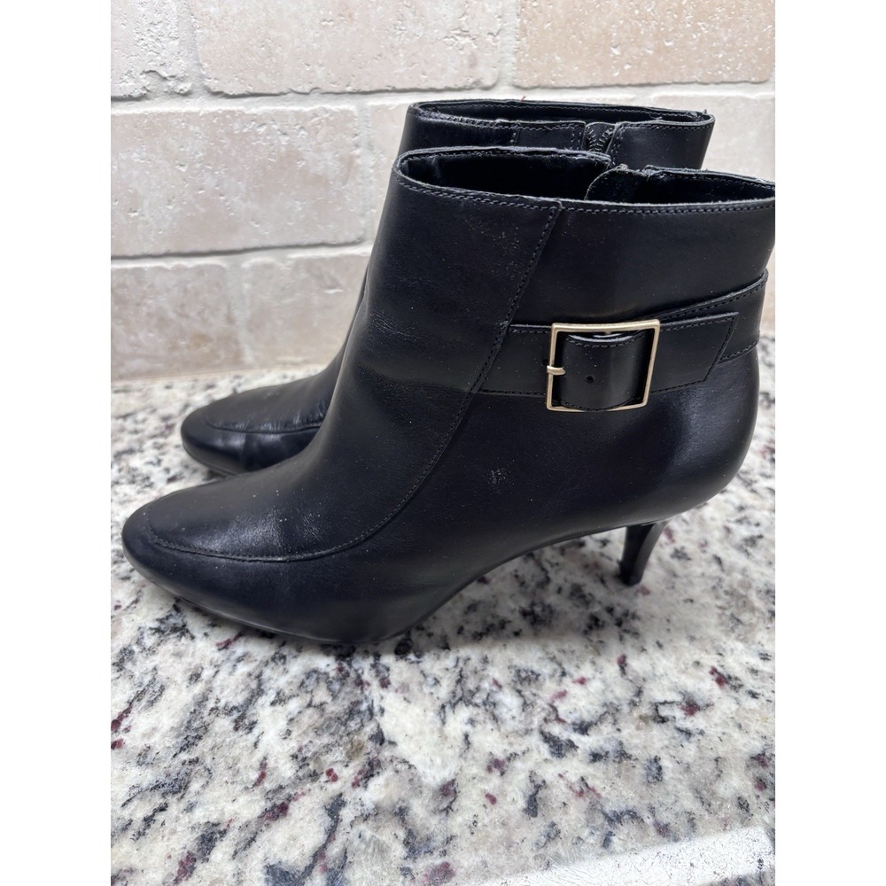 Talbots "Delia" Genuine Leather Booties Black Kitten Heel 8B NEW